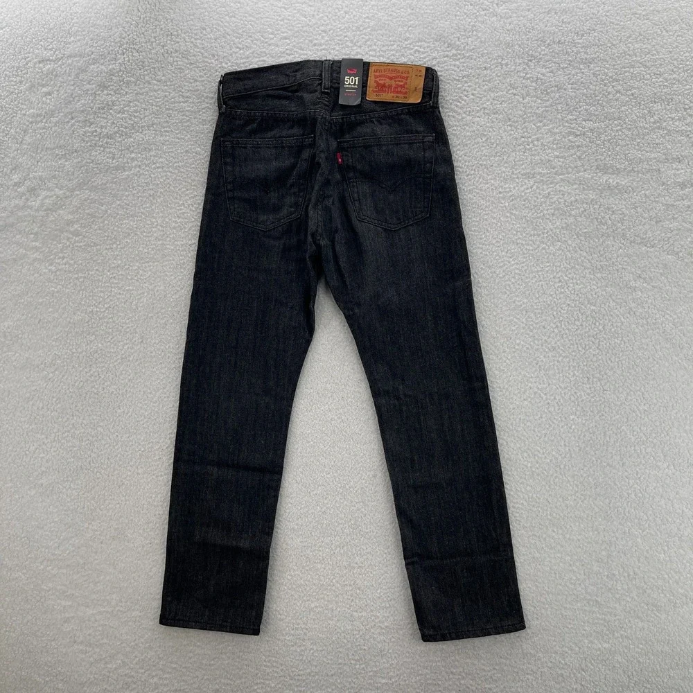 Levis 501 Jeans Mens 30x30 Black Original Straight Dark Wash Denim Grunge Goth